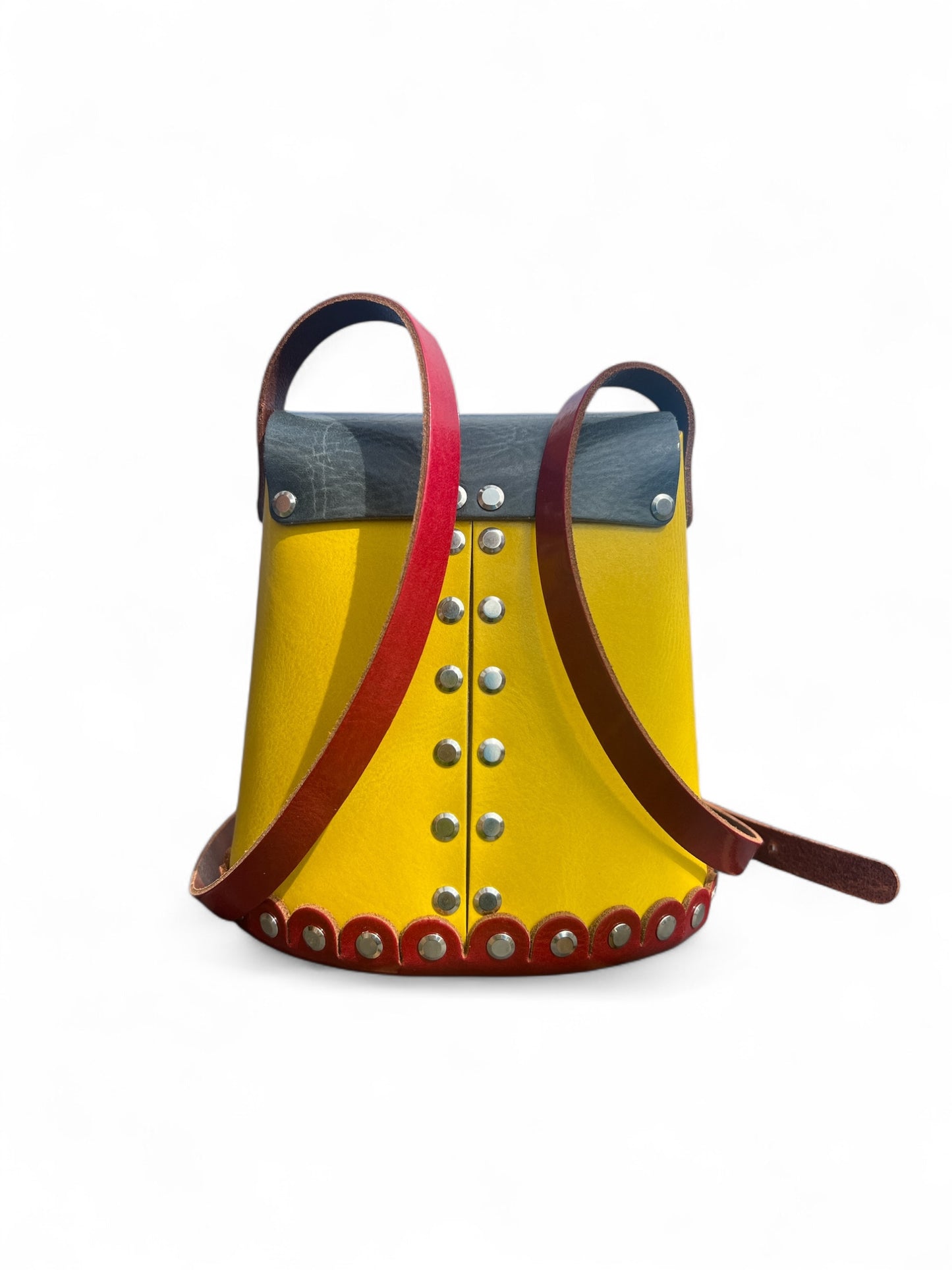 Multi colour leather bucket bag - as seen on TV - Bargain Hunt Series 71