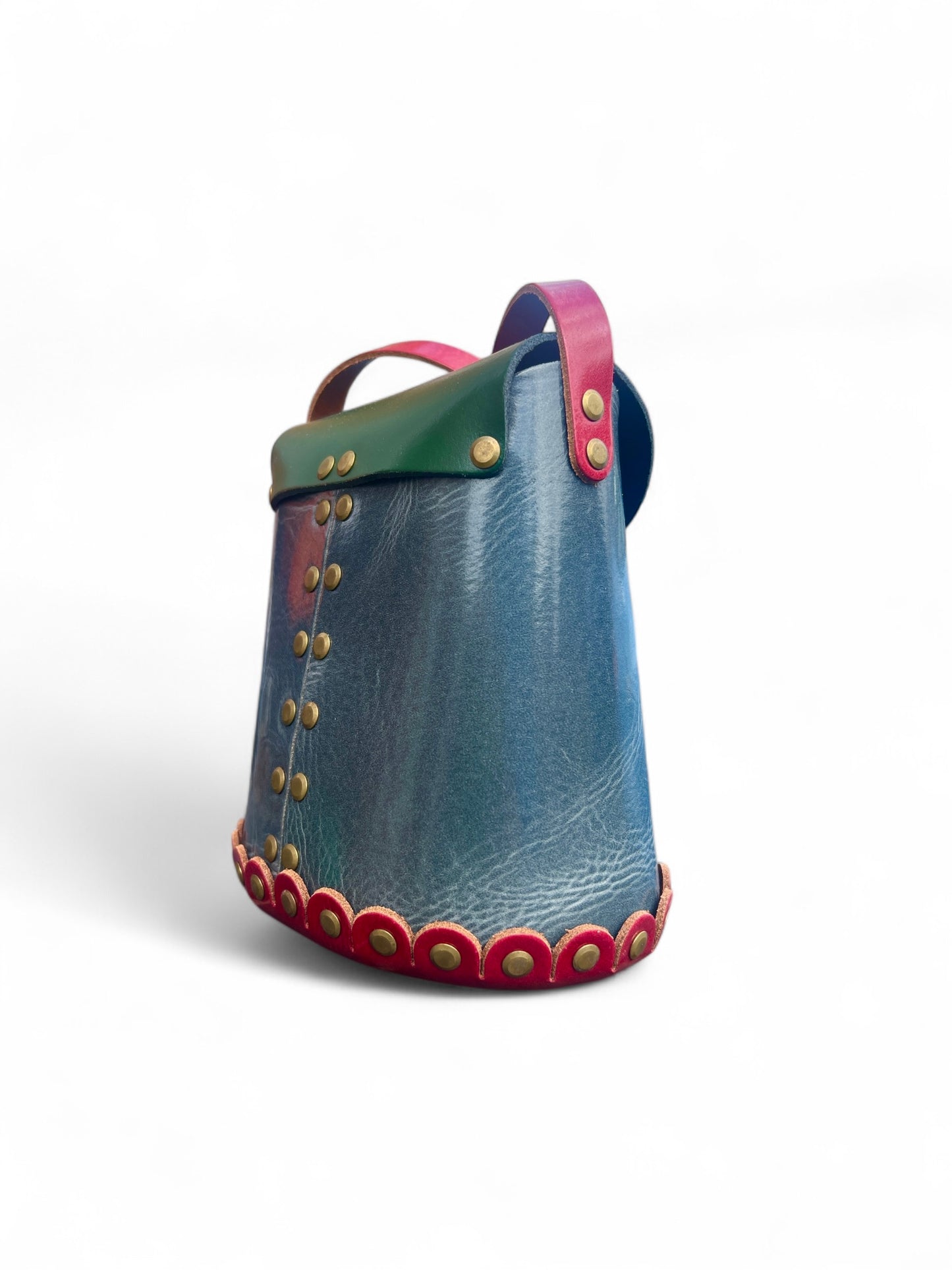 Multi colour leather bucket bag - as seen on TV - Bargain Hunt Series 71