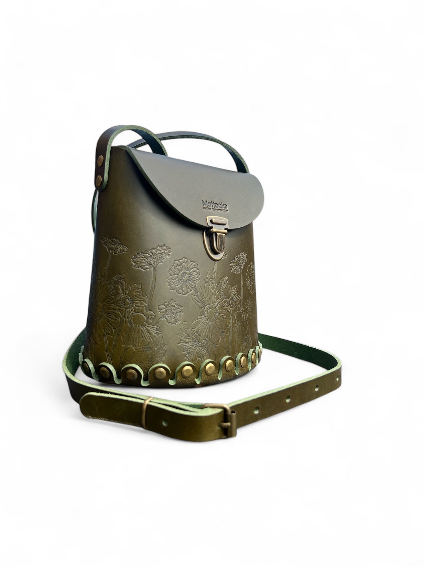 Veg Tan Leather Bucket Bag - “Wild Woods” Original Artwork - as seen on TV - Bargain Hunt Series 71