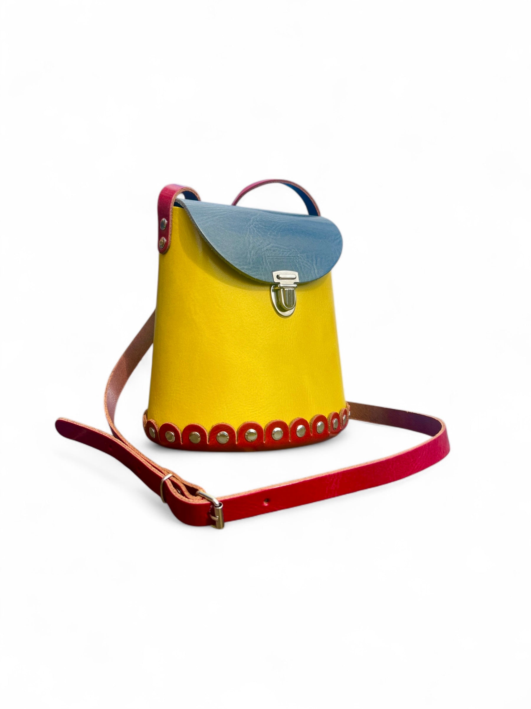 Multi colour leather bucket bag - as seen on TV - Bargain Hunt Series 71
