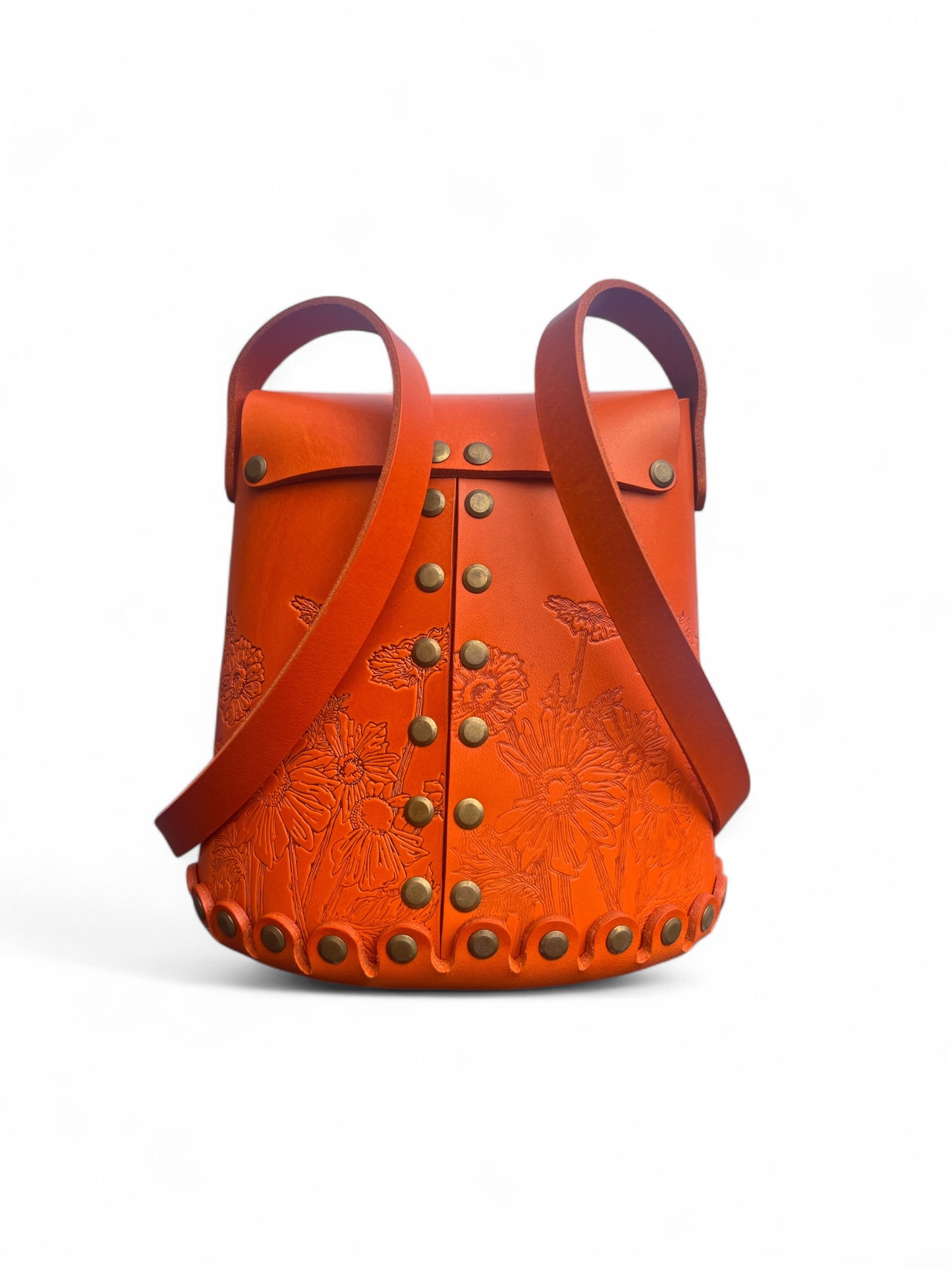Veg Tan Leather Bucket Bag - “Wild Woods” Original Artwork - as seen on TV - Bargain Hunt Series 71