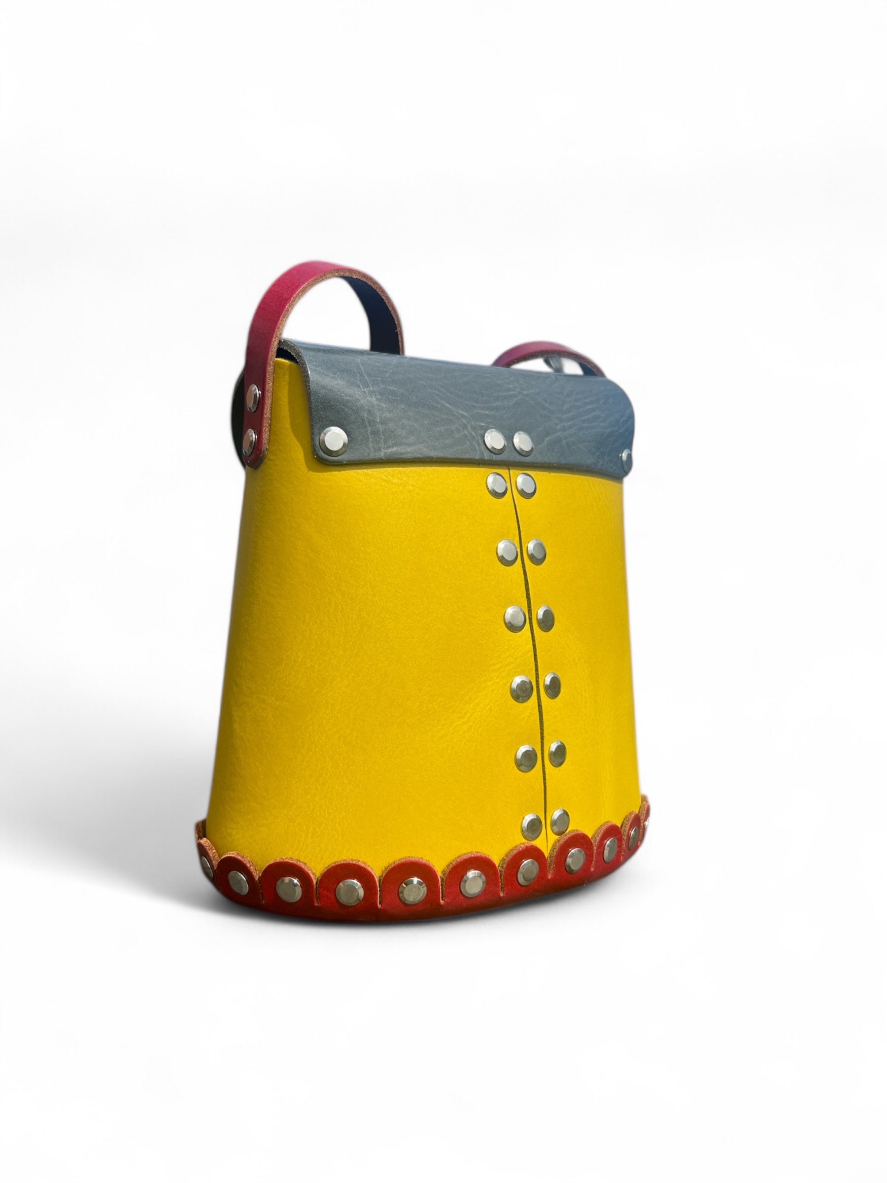 Multi colour leather bucket bag - as seen on TV - Bargain Hunt Series 71