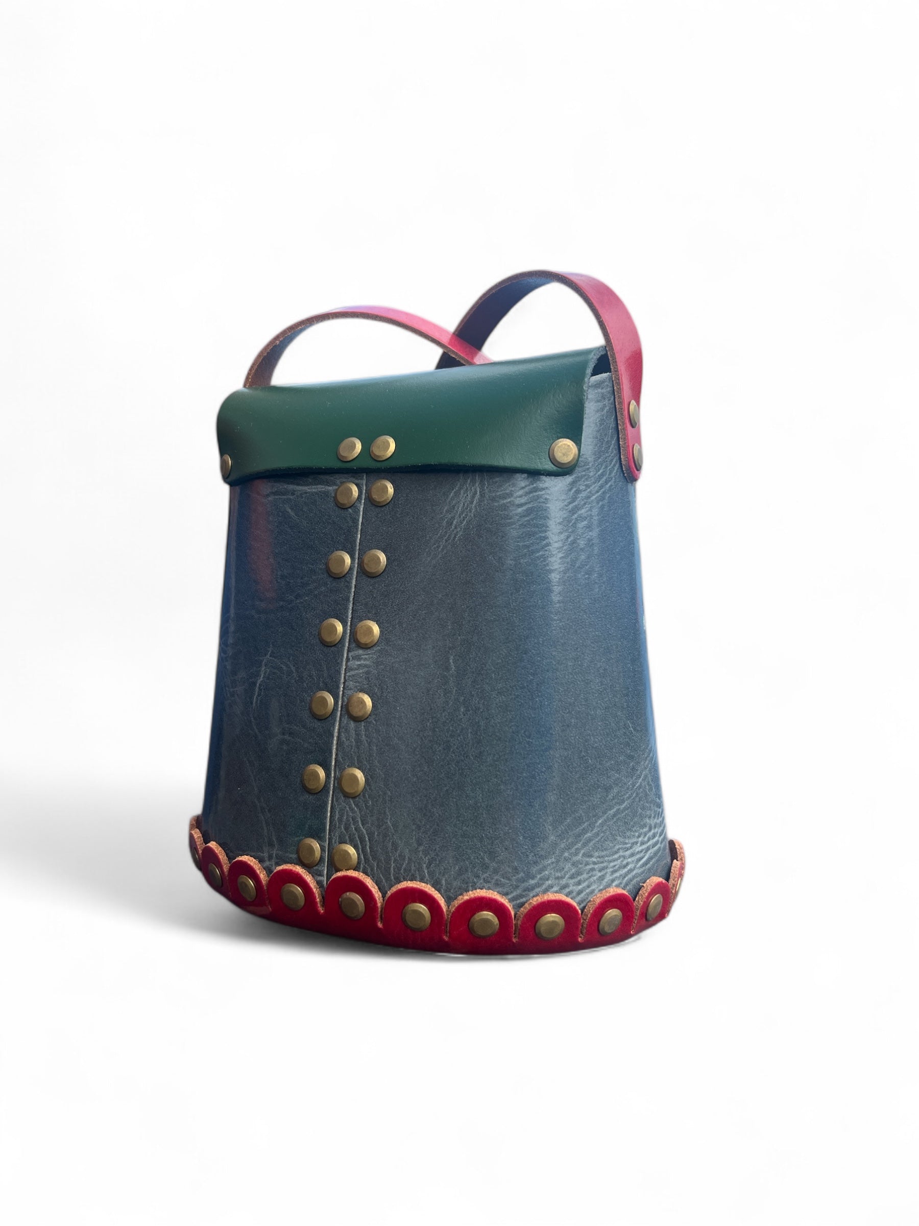 Multi colour leather bucket bag - as seen on TV - Bargain Hunt Series 71