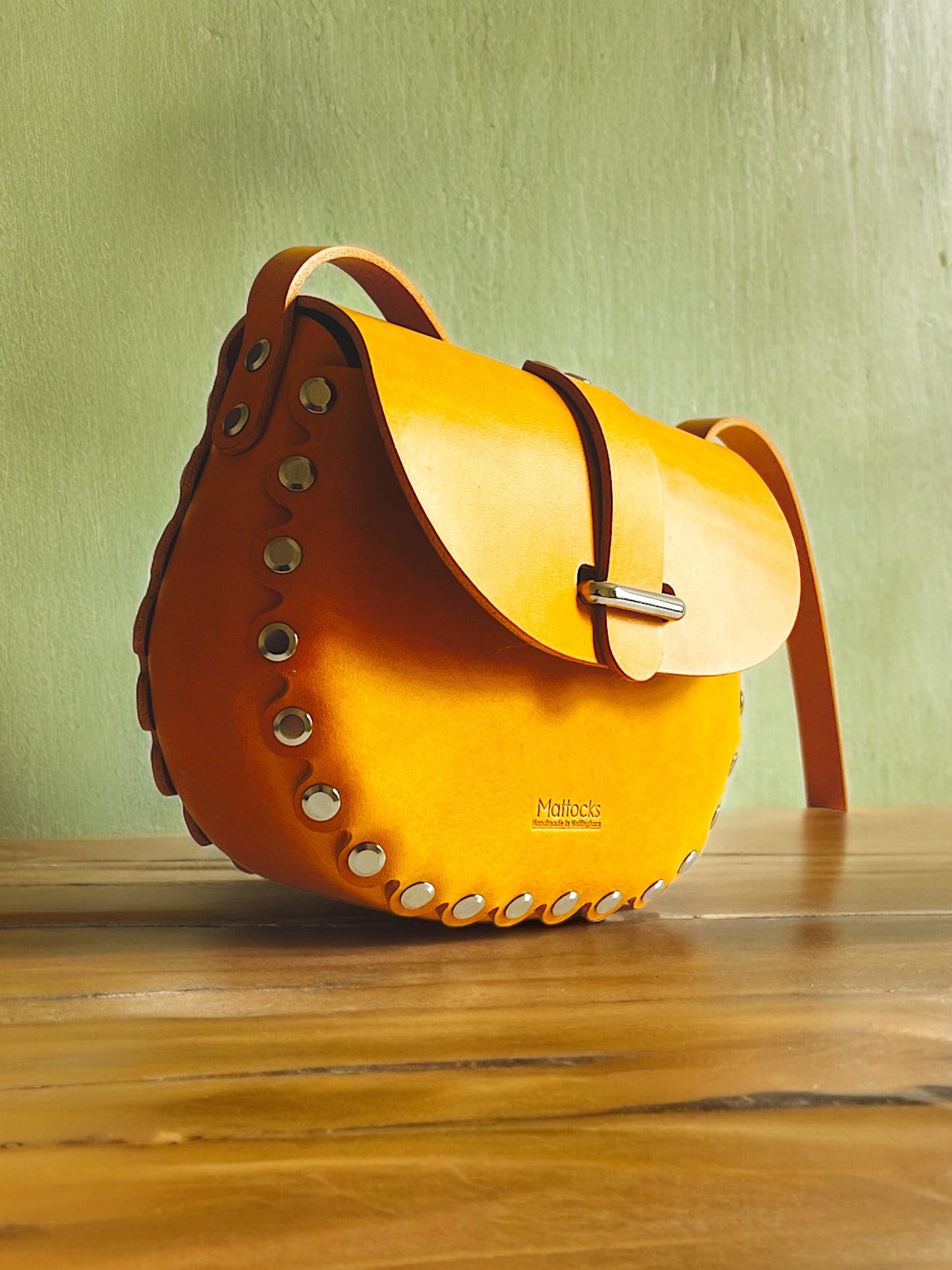 Yellow Saddle Bag in Italian Vegetable Tanned Leather