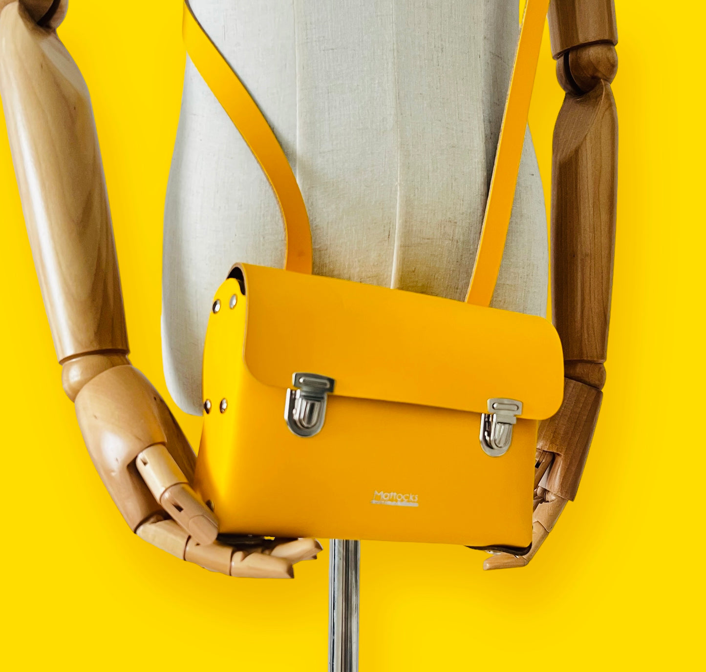 yellow leather craft satchel 