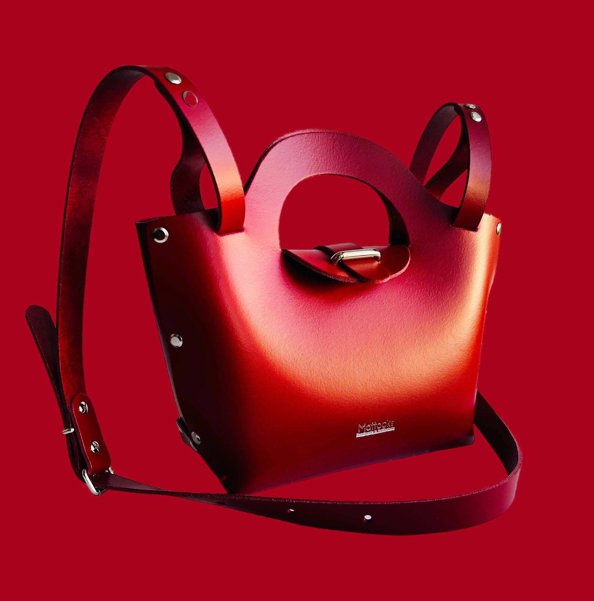 bright red leather bag