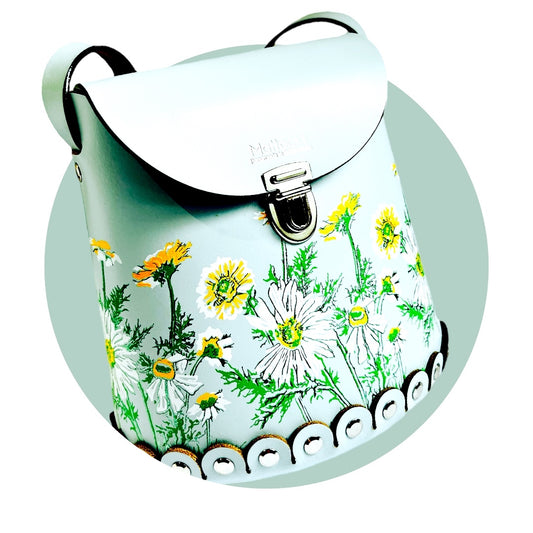 printed floral bucket bag with push lock