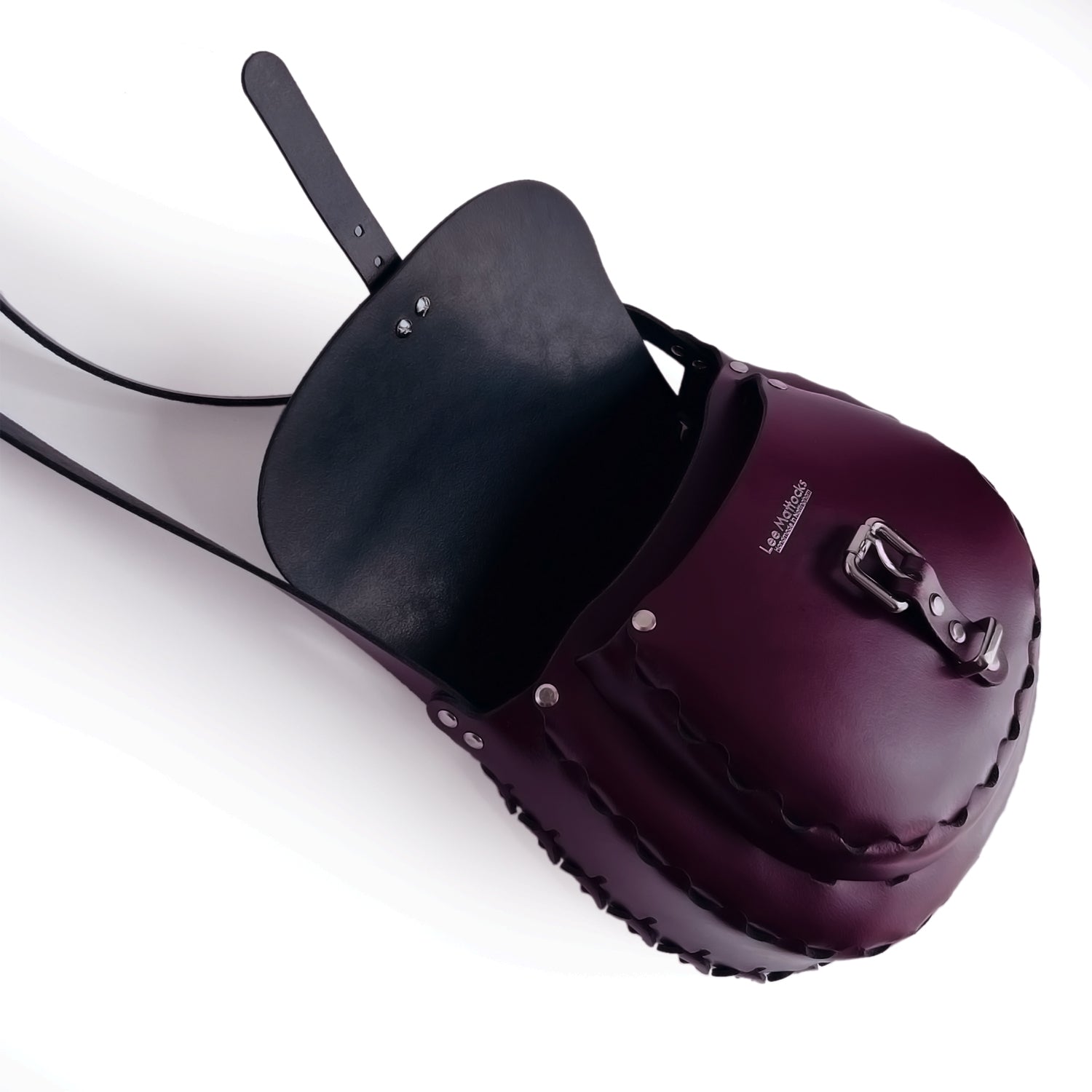 burgundy leather cross body saddle bag
